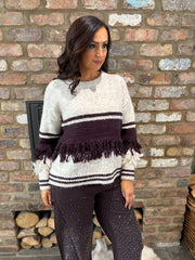 Grape Fringed Stripe Knit Toni