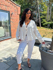 Stone Button Front Jacket Helen