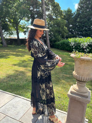 Black Luxury Gold Embroidered Maxi Seraphina