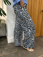 Blue Leopard Seam Front Trousers