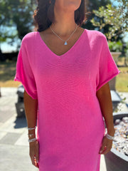 Lipstick Pink Fine Knit Dress Orla