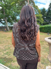 Chocolate Sleeveless Paisley Top Caitlyn