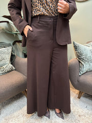 Chocolate Diamante Wide Leg Trousers Jude