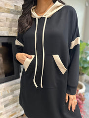 Black Hooded Sweat Dress Jodie