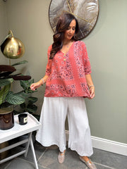 Rust Paisley Bubble Cotton Top Quinley