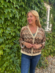 Mocha Zig Zag Shimmer Jacket Fern
