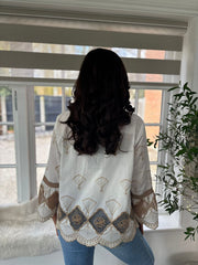 Mocha Shell Embroidered Top Kristina