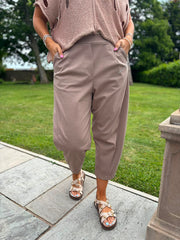 Mocha Barrel Leg Trousers