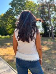 Stone Fluffy Hem Knitted Tank Gina