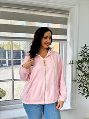 Pink Luxe Gold Charm Zip Hoodie Demi