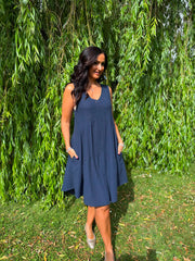 Navy Sleeveless Tiered Dress Harley