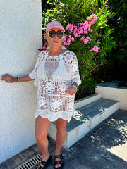 White Crochet Open Knit Kerri