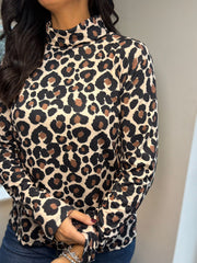 Black Leopard Print Super Soft Roll Neck