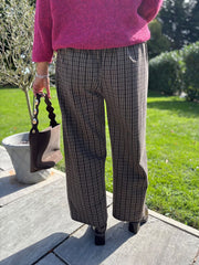 Chocolate Check Wide Leg Trousers