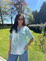 Mint Ombre Leopard Print Blouse Madison