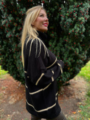 Black Striped Roll Neck Knit Rachel