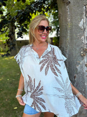 White Palm Leaf Top Millie