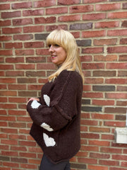 Chocolate & White Chunky Heart Knit Toni