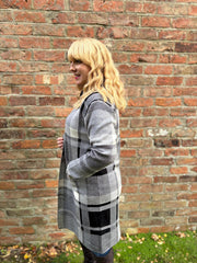 Grey Check Edge To Edge Cardigan Gemma