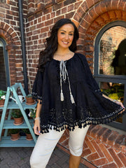 Black Luxury Tassel Lace Tunic Opal