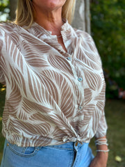 Mocha Abstract Leaf Blouse Hailey