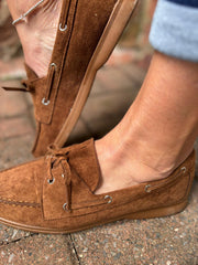 Tan Faux Suede Boat Shoes