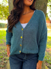 Teal Cosy Knit Cardi Sofia
