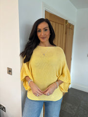 Butter Yellow Textured Batwing Knit Orla