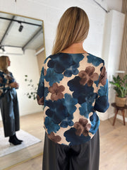 Navy Watercolour Floral Top Gaynor