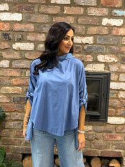 Denim Broderie Anglaise Top Judith