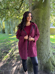 Wine Hooded Coat Stella