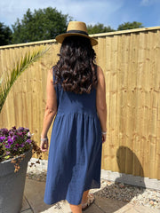 Navy Flower Detail Dress Faith