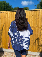Navy Coastal Palm Blouse Naomi