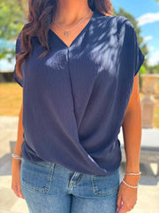 Navy Twist Drape Top Jacqueline