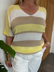 Lemon Shimmer Stripe Knit Harlow