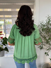 Green Bardot Tassel Top Adeline