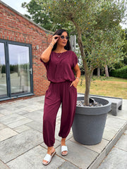 Wine Two Piece Trouser Set Sara