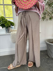 Mocha Tie Detail Wrap Trousers
