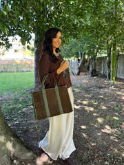 Khaki Sherpa Tote Bag