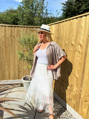 White Tiered Mesh Tulle Skirt