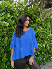 Blue Reverse Seam Round Neck Diana