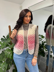 Pink Ombre Knitted Stripe Gilet