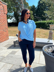 Blue Twist Drape Top Jacqueline