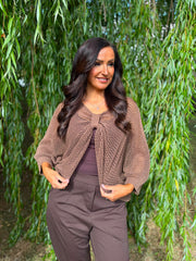 Chocolate Gathered Loose Knit Paige