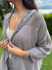 Mocha Bubble Cotton Hooded Jacket Amelie