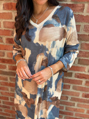 Denim Watercolour Shimmer Dress Freya