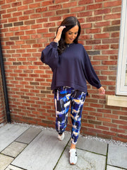 Royal Blue Block Print Leggings