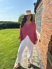 Lipstick Lurex Knitted Wrap Jumper Nell