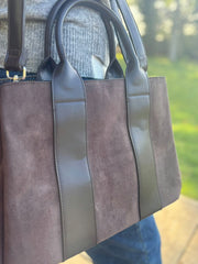 Chocolate Multi Fabric Handbag