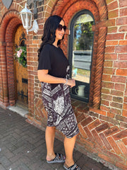 Monochrome Half Printed Pocket Dress Amelia